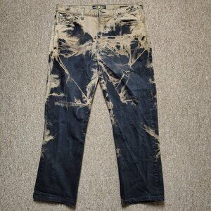 LUCKY BRAND Jeans Men 36x32 Black Classic Straight Bleach Dyed Denim Streetwear